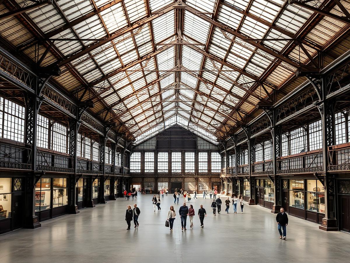 Intérieur de la halle réhabilitée avec sol libre
